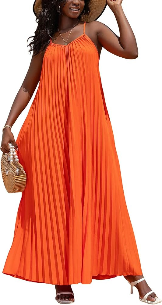 KINIKO Women's Summer Spaghetti Strap A-Line Dress – Casual Sleeveless Swing Style with Adjusta... | Amazon (US)