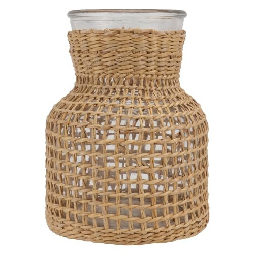 Cabilock Rattan Vase Decorative Pastoral Rustic Farmhouse Flower Bud Vases With Weaving Bottle Holder for Home Balcony Garden Decor | Amazon (US)