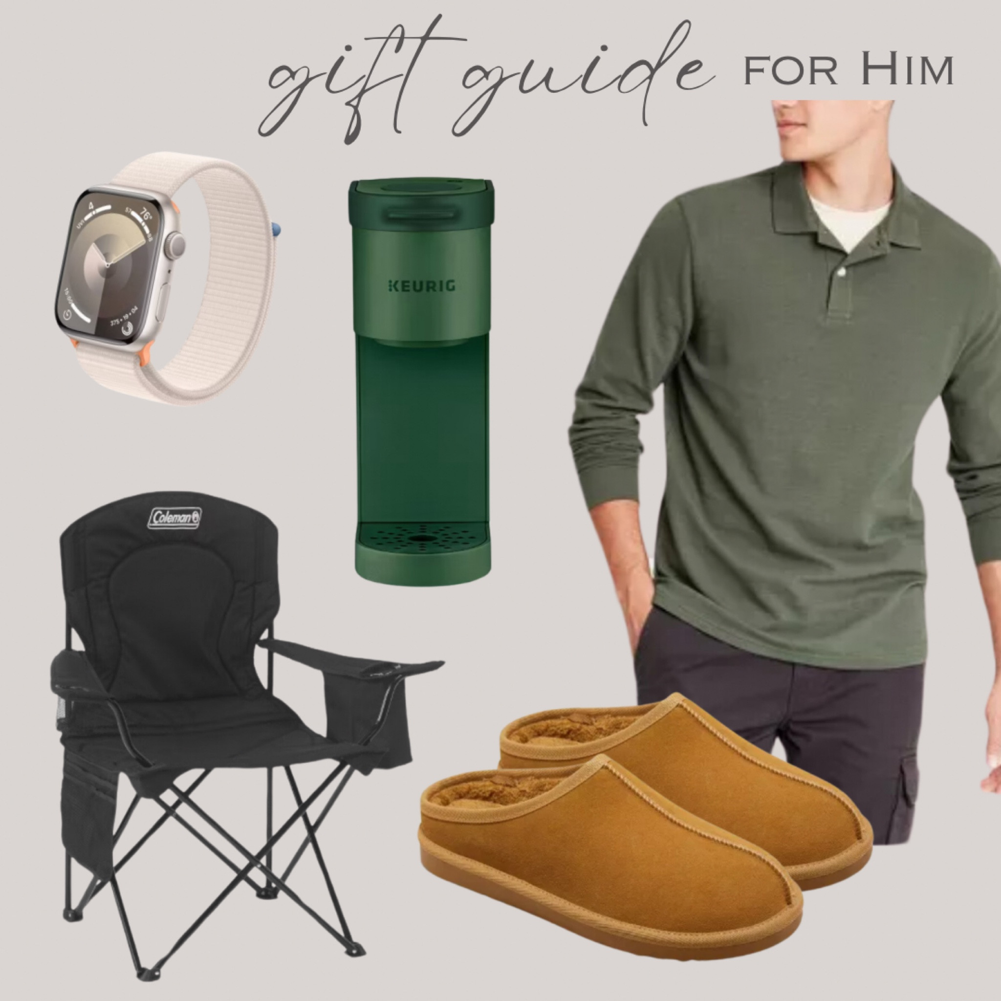 Gift Guide - For Him! 🖤 

Camping chair, slippers, polo, Apple Watch, coffee machine 

#LTKHoliday #LTKGiftGuide #LTKMens