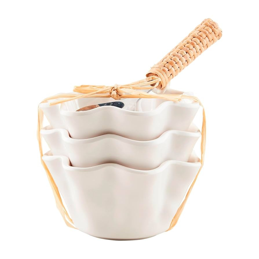 Mud Pie Ruffled Melamine, tidbit 2" x 3" dia | spoon 5 1/2", White | Amazon (US)