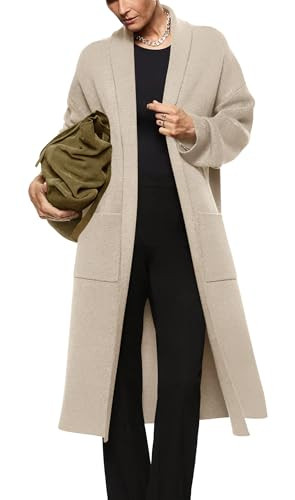 Womens Long Sleeve Maxi Cardigan Open Front Oversized Knitted Sweater Coat Casual Lapel Warm Over... | Amazon (US)