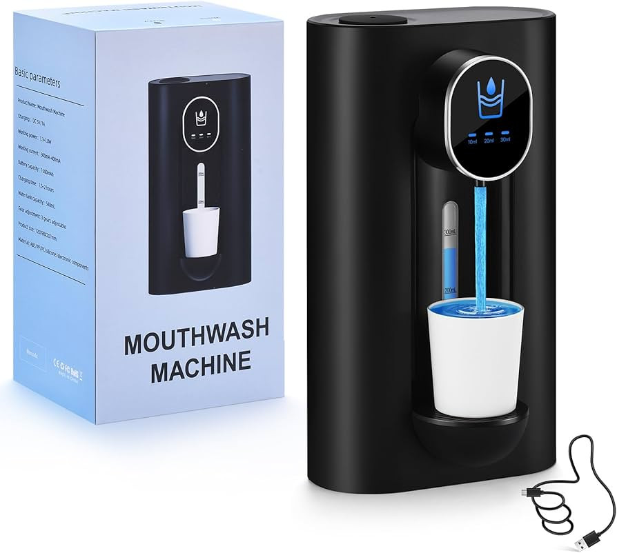 Automatic Mouthwash Dispenser for Bathroom, USB Rechargeable and 3 Dispensing Levels, LED Screen ... | Amazon (US)