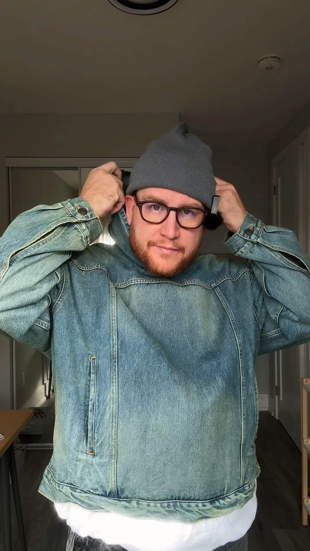 denim hoodie jacket goes hard #mensfashion 