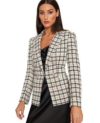 Tahari ASL Women's Faux Double-Breasted Tweed Blazer - Macy's | Macy's