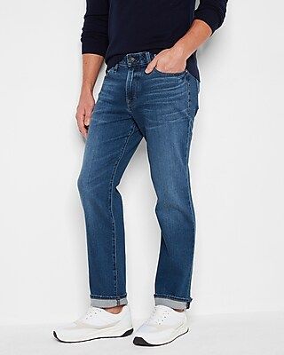 Straight Fit Dark Modern Vintage Wash Stretch Jean | Express