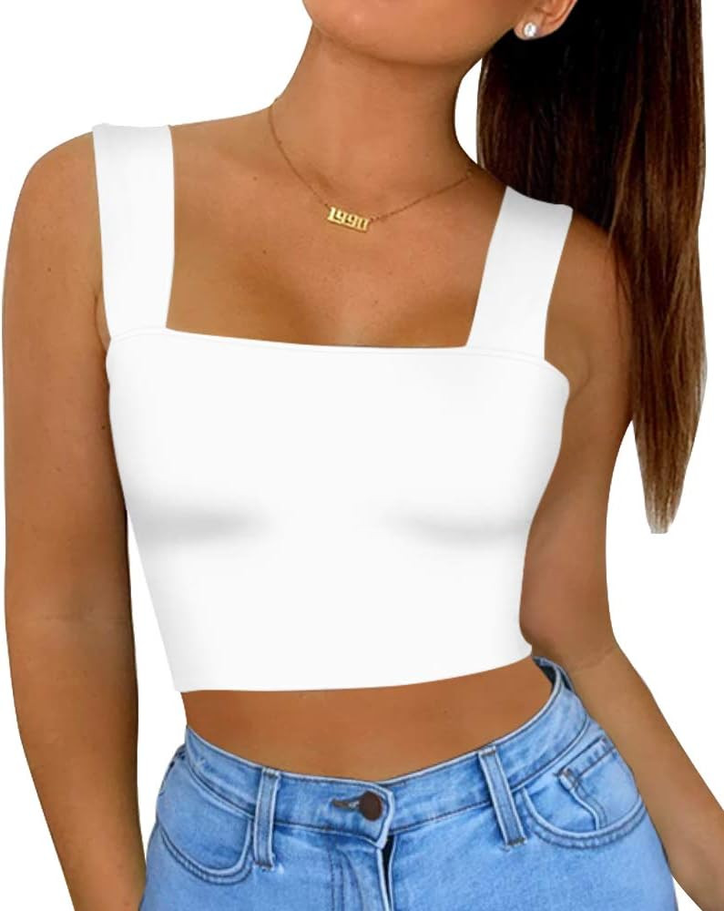 CLOZOZ Sleeveless Square Neck Basic Crop Tank Top | Amazon (US)