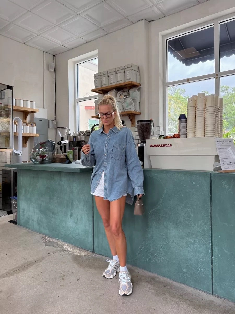 Wearing medium top (7 yrs pctr the bleu), shoes run TTS! Shorts are kinda short- actually prefer my Abercrombie ones linked below as well. Code KATHLEEN20 for discount on earrings. 

#kathleenpost

Denim jacket, streetwear style, casual outfit, spring transition, school drop off, school pick up, errands outfit, coffee run, farmers market 

#LTKootd #LTKBump #LTKSeasonal
