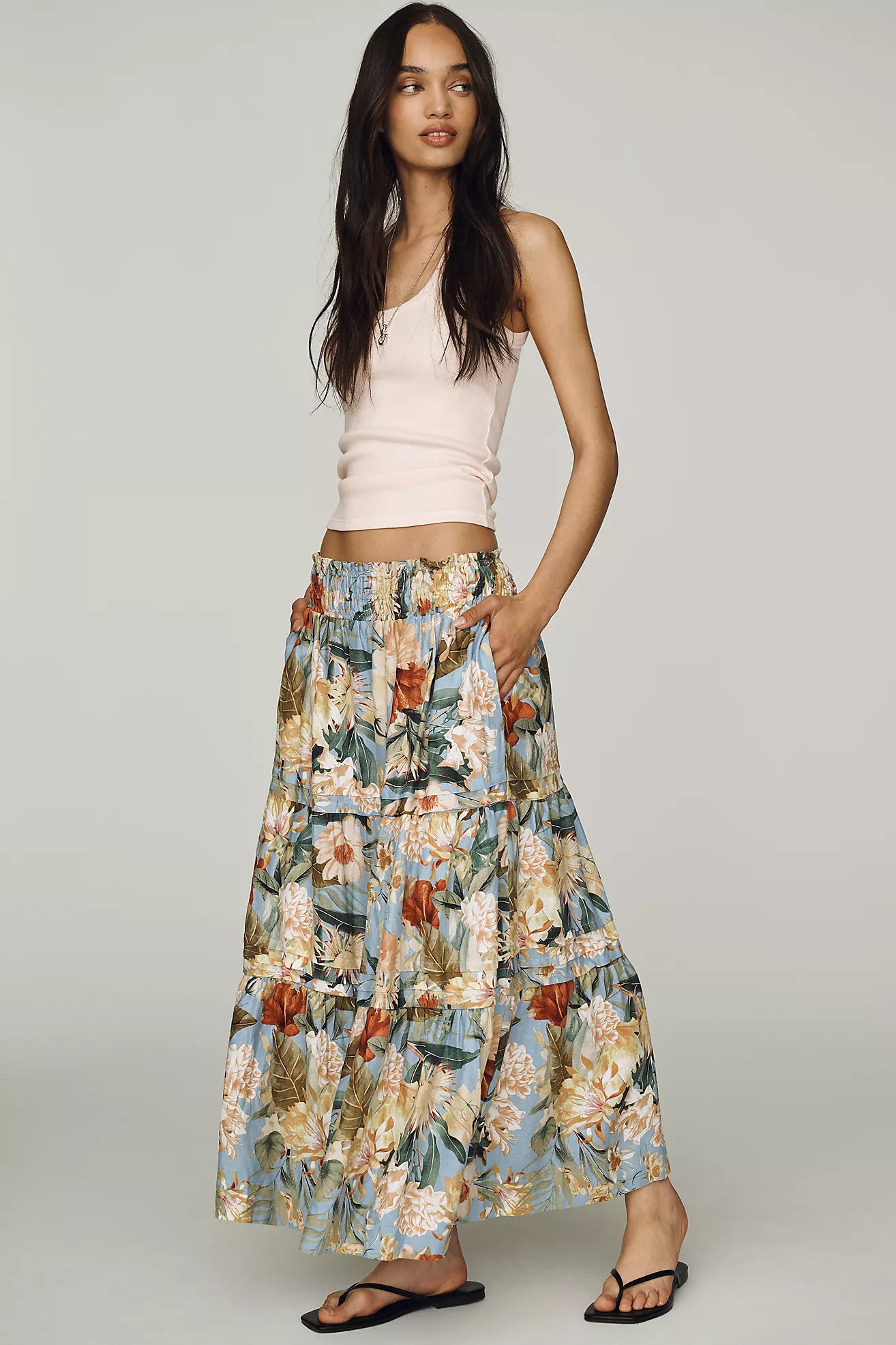 Somerset European Linen Stretch Maxi Skirt | Anthropologie (US)