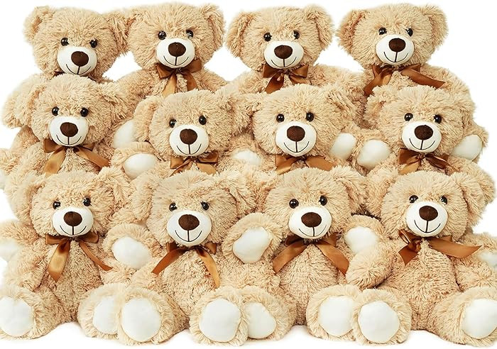 12 Pack Teddy Bears Bulk 13.5 inch Small Teddy Bear Stuffed Bears for Baby Shower Centerpiece Dec... | Amazon (US)