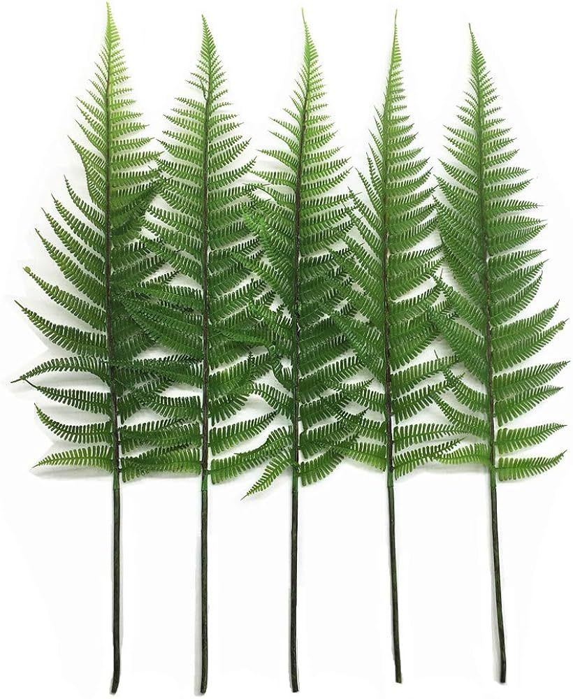 Artificial Shrubs Leaves, Plastic Plants Fern Grass Leaf Fake Bushes Indoor Outdoor Home Garden V... | Amazon (US)