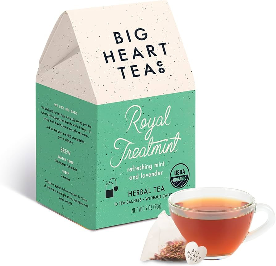 Big Heart Tea Co. Tea Bags - Royal Treatmint Lavender Mint - Certified Organic, Ayurvedic Herbal ... | Amazon (US)