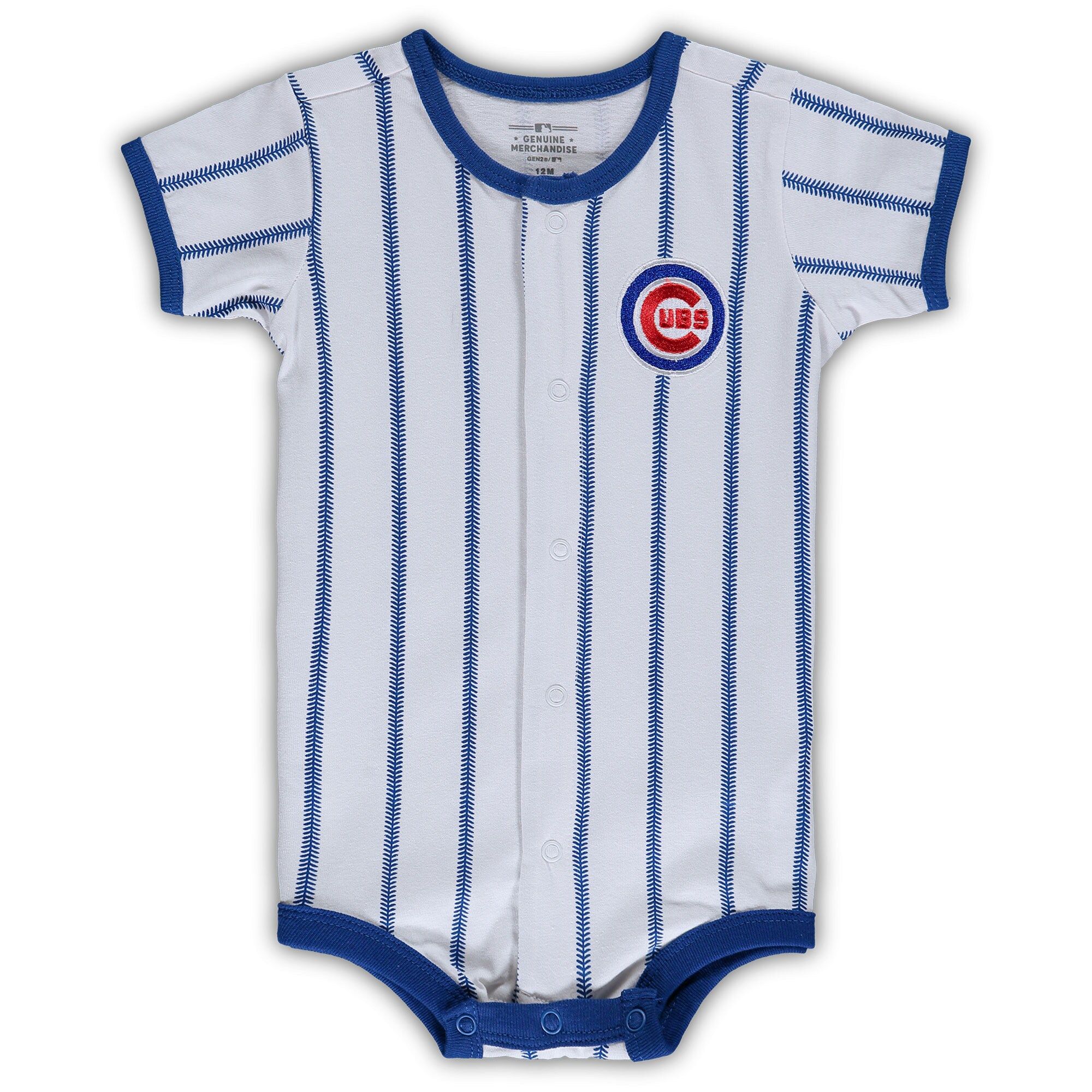Infant Chicago Cubs White Pinstripe Power Hitter Romper | MLB Shop