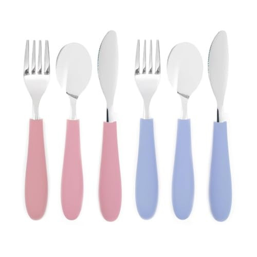Elk and Friends Kids Silverware with Silicone Handle | Childrens Safe Flatware | Kids Utensils | Spoon + Fork + Knife set | 4 years+ | 6 Pieces | Amazon (US)