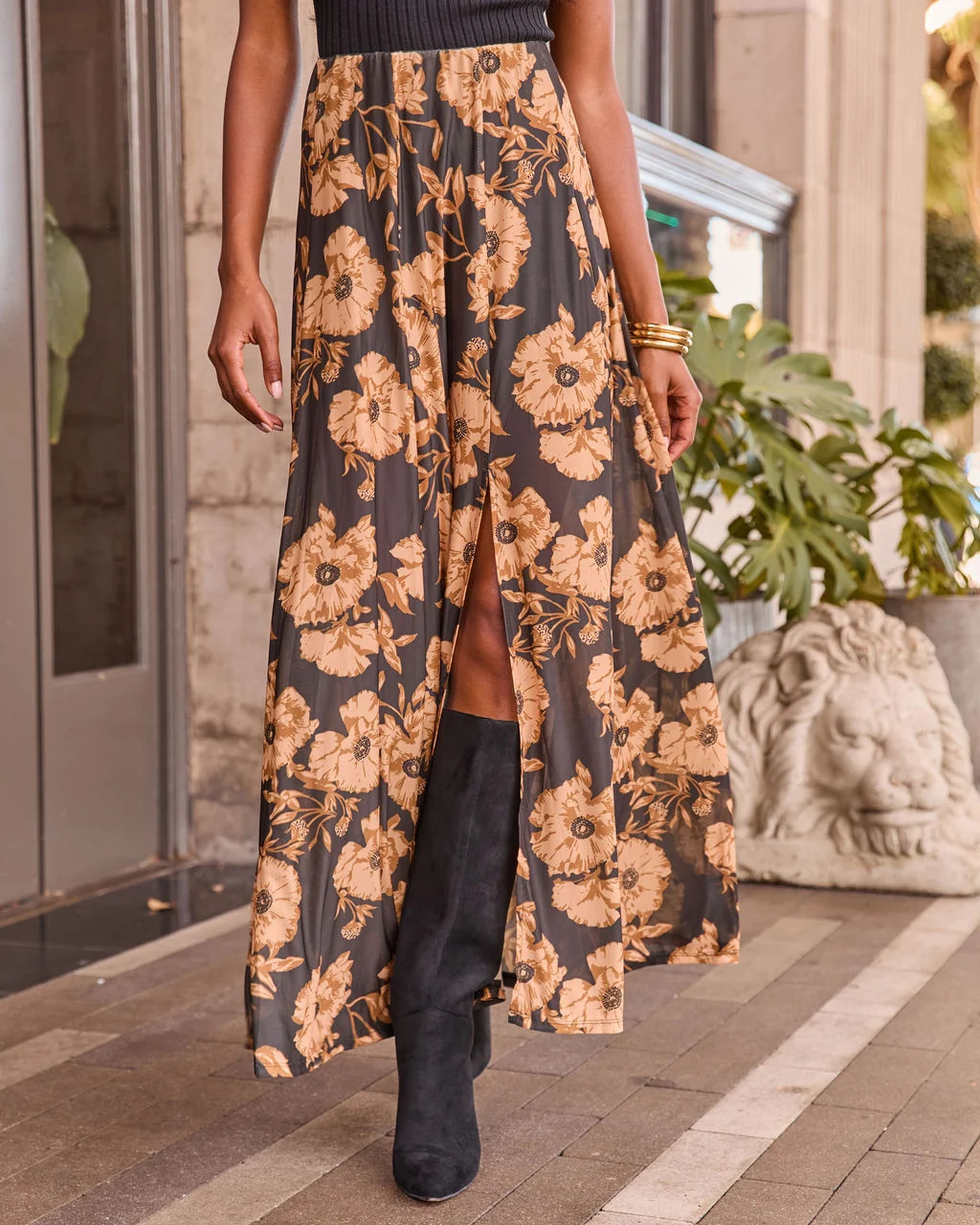 Woodland Bloom Mesh Floral Maxi Skirt | VICI