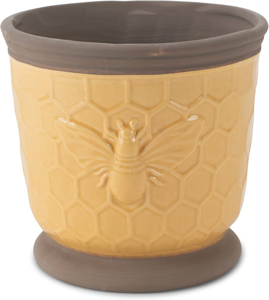 Napco 21881 Industrial Vintage-Honeycomb Bee Ceramic Planter/Cache Pot, Round 4.75 x 4.75 x 4.75 ... | Amazon (US)