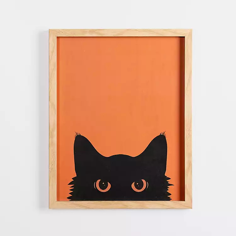 Black Cat on Orange Background Wall Plaque | Kirkland's Home