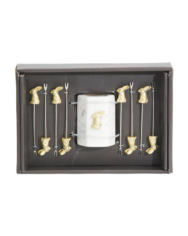 Set Of 8 Rabbit Picks With Marble Holder | Marshalls
