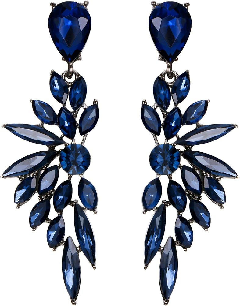 BriLove Women's Wedding Bridal Crystal Teardrop Multi Marquise Cluster Bling Dangle Earrings | Amazon (US)