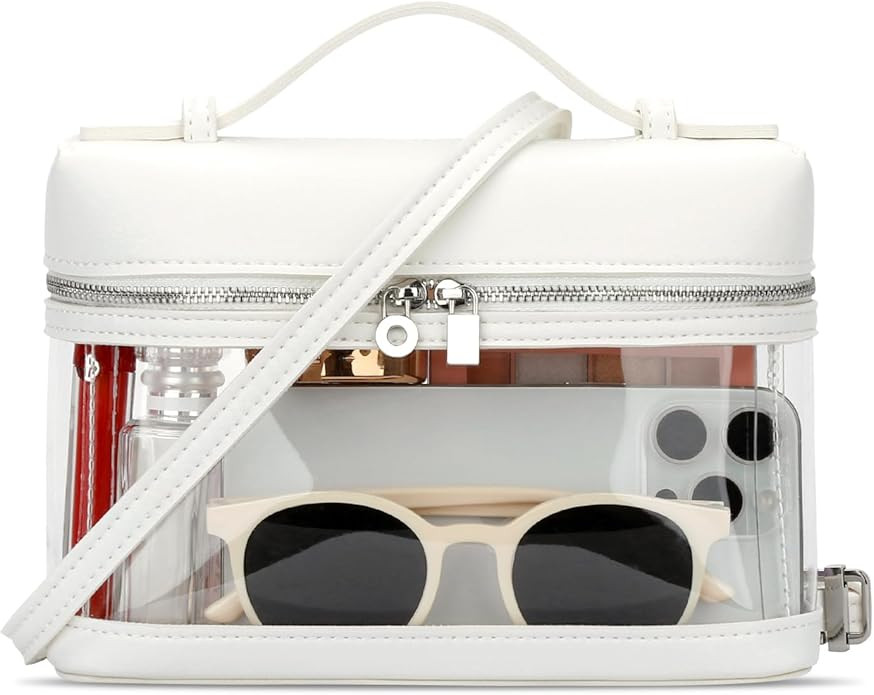 KKXIU Clear Crossbody Bags for Women Stadium Approved Vegan Leather Transparent Purses for Concer... | Amazon (US)