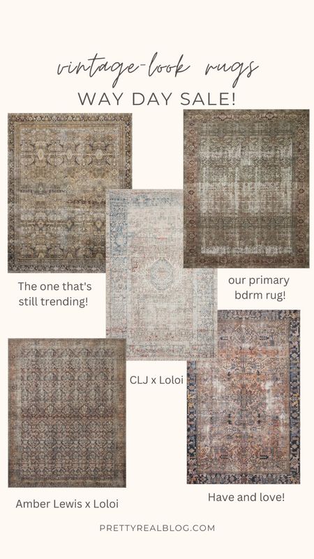 Beautiful vintage look rugs on sale for the way day sale! Vintage inspired rugs neutral rugs, geometric rug, Persian rug, Amber Lewis x loloi rug, Chris loves Julia x loloi rug, blue and cream rug, tan and blue rug, tan and ivory rug, muted rug, pink rug, pink and blue rug 

#LTKsalealert #LTKhome