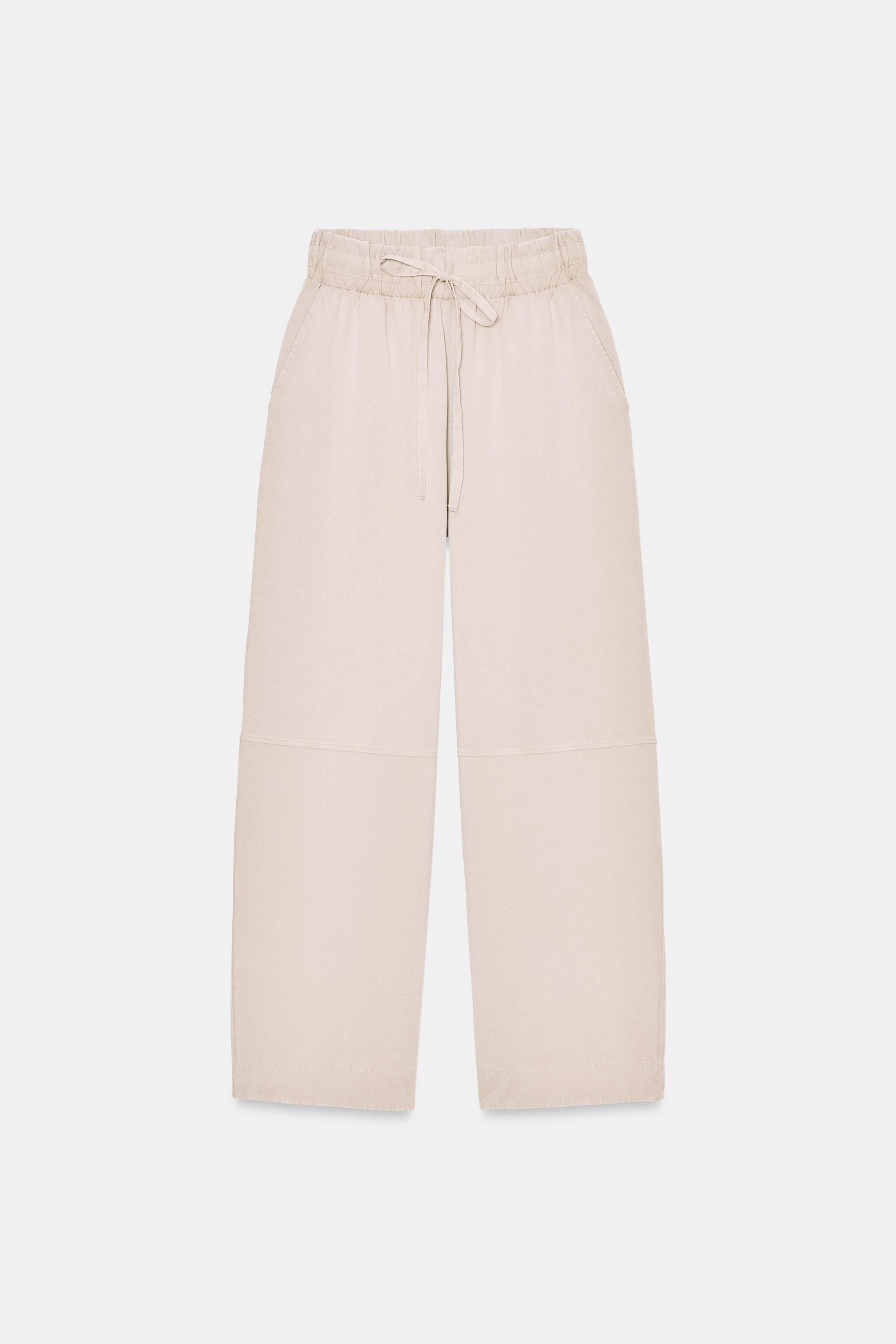 HEAVY COTTON WIDE-LEG TROUSERS | Zara UK