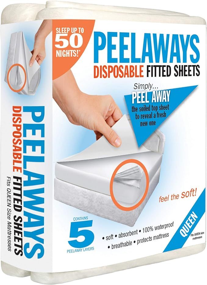 PEELAWAYS Disposable Fitted Bed Sheets Mattress Pad Protector – 100% Waterproof Designed Especi... | Amazon (US)