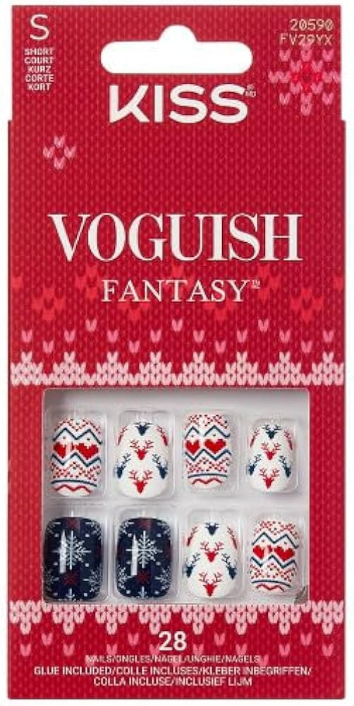 KISS Voguish Fantasy Holiday Press On Nails, ‘Snow Much Fun’, Multicolor, Short Squoval, No D... | Amazon (US)