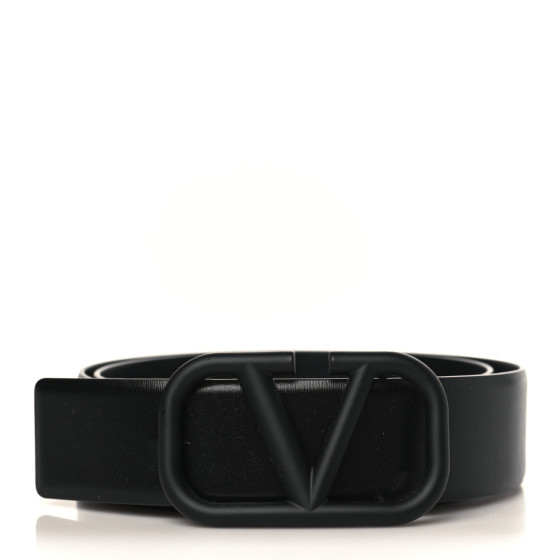 VALENTINO GARAVANI Glossy Calfskin Monochrome Mens VLogo Belt 90 36 Black | FASHIONPHILE (US)