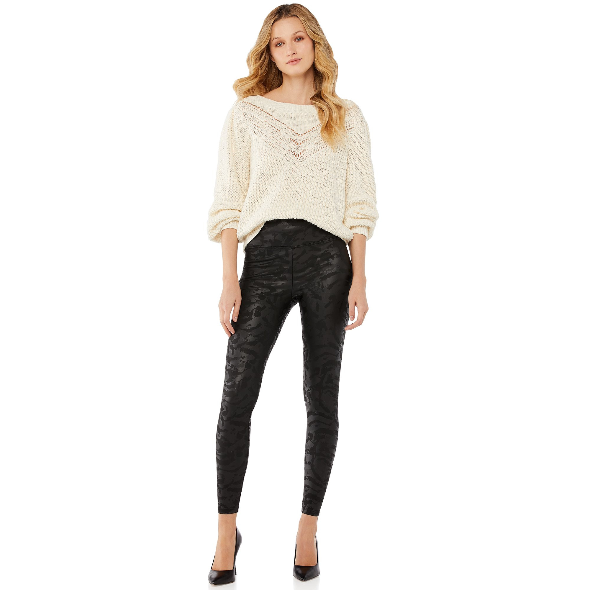 Scoop Women’s Printed Faux Leather Leggings | Walmart (US)
