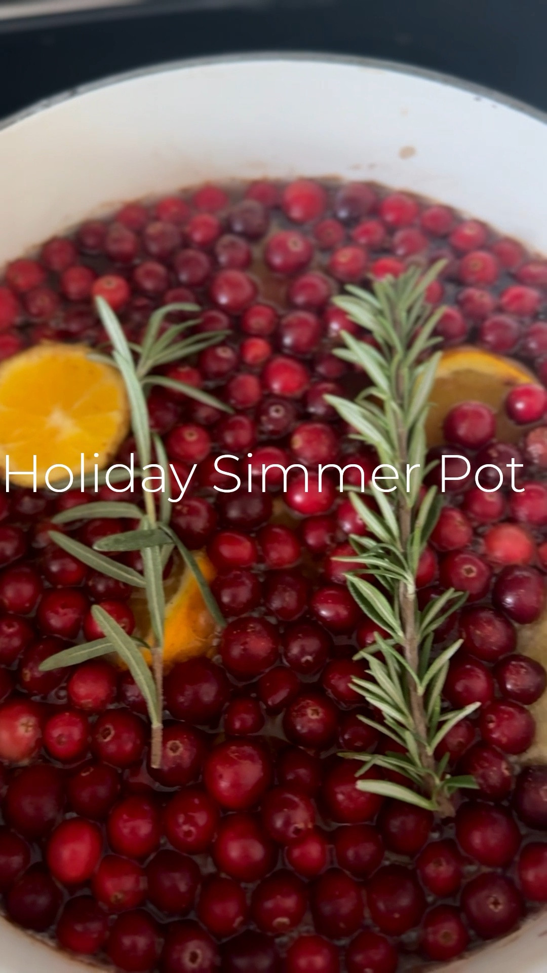Holiday simmer pot in white Le Creuset Dutch Oven. Add cranberries, rosemary, Meyer lemon, mandarin orange, a tablespoon of vanilla extract, rosemary sprigs! I also added a teaspoon of pumpkin pie spice and it smelled amazing!!! 

#LTKGiftGuide #LTKHome #LTKHoliday