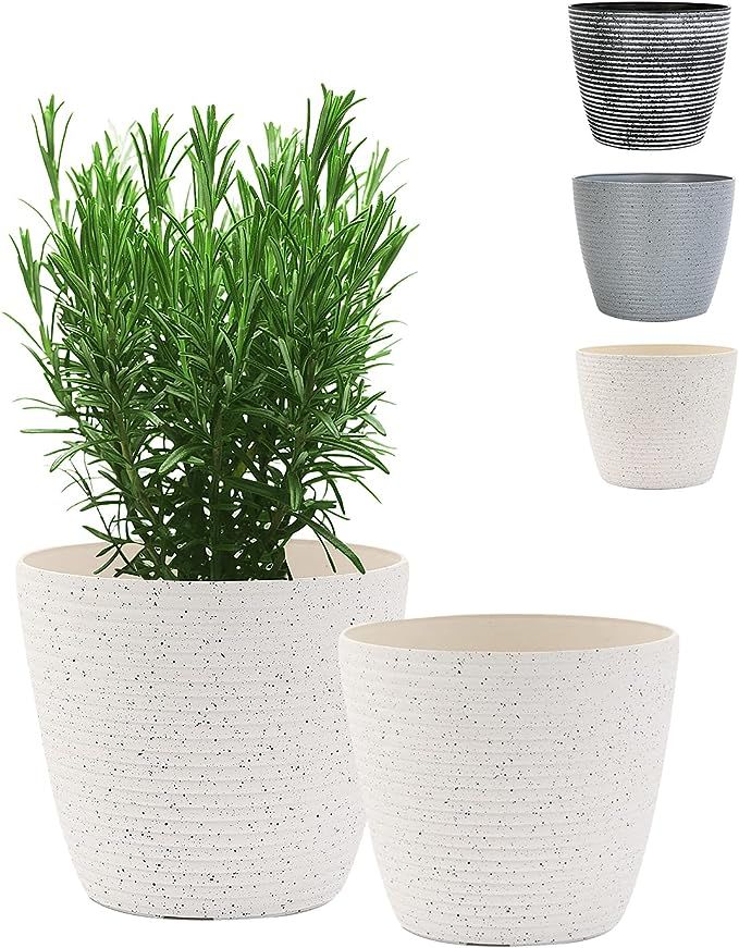 Flower Pots, KOTAO Outdoor Indoor Garden Plant Pots with Drainage Holes, 8 + 7 Inch Planters, Spe... | Amazon (US)