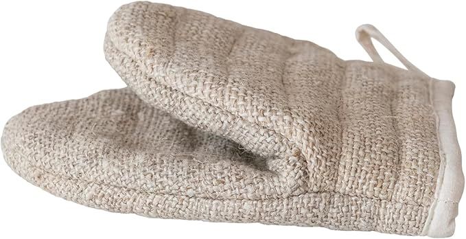 Creative Co-Op Hemp Fiber and Cotton Arched Oven Mitt, Natural | Amazon (US)