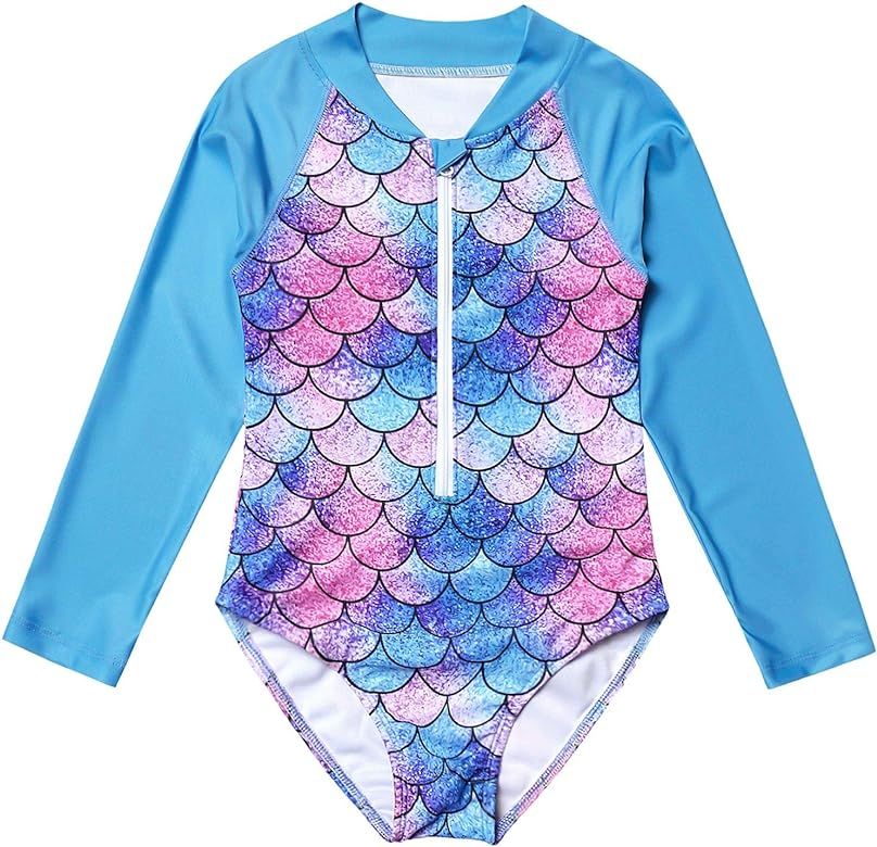 Jxstar Girls Rash Guard One Piece Mermaid/Unicorn Swimsuit Swimwear UPF 50+ UV | Amazon (US)