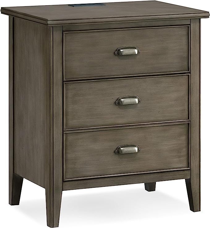 Leick Home 10522-GR Laurent Nightstand Side Table Three Drawers Traditional USB-C Fast Charging S... | Amazon (US)