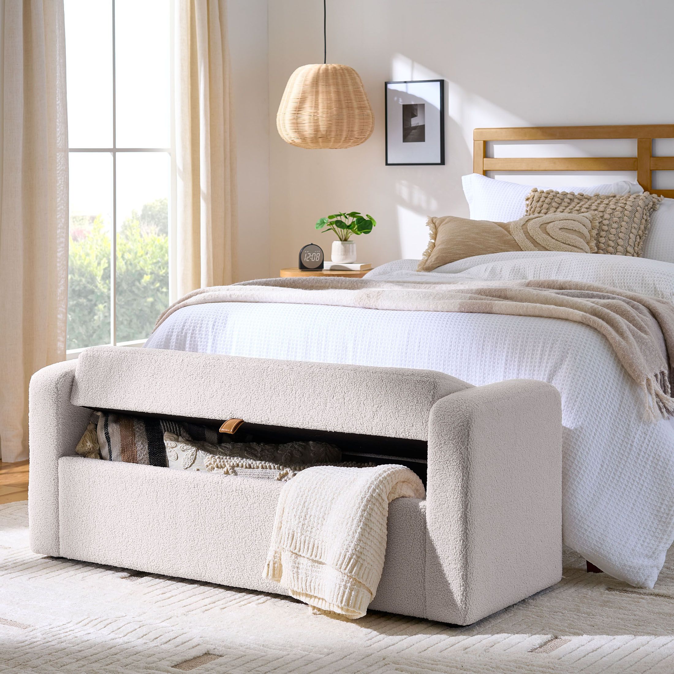 Better Homes & Gardens Springwood Storage Bench, Cream - Walmart.com | Walmart (US)