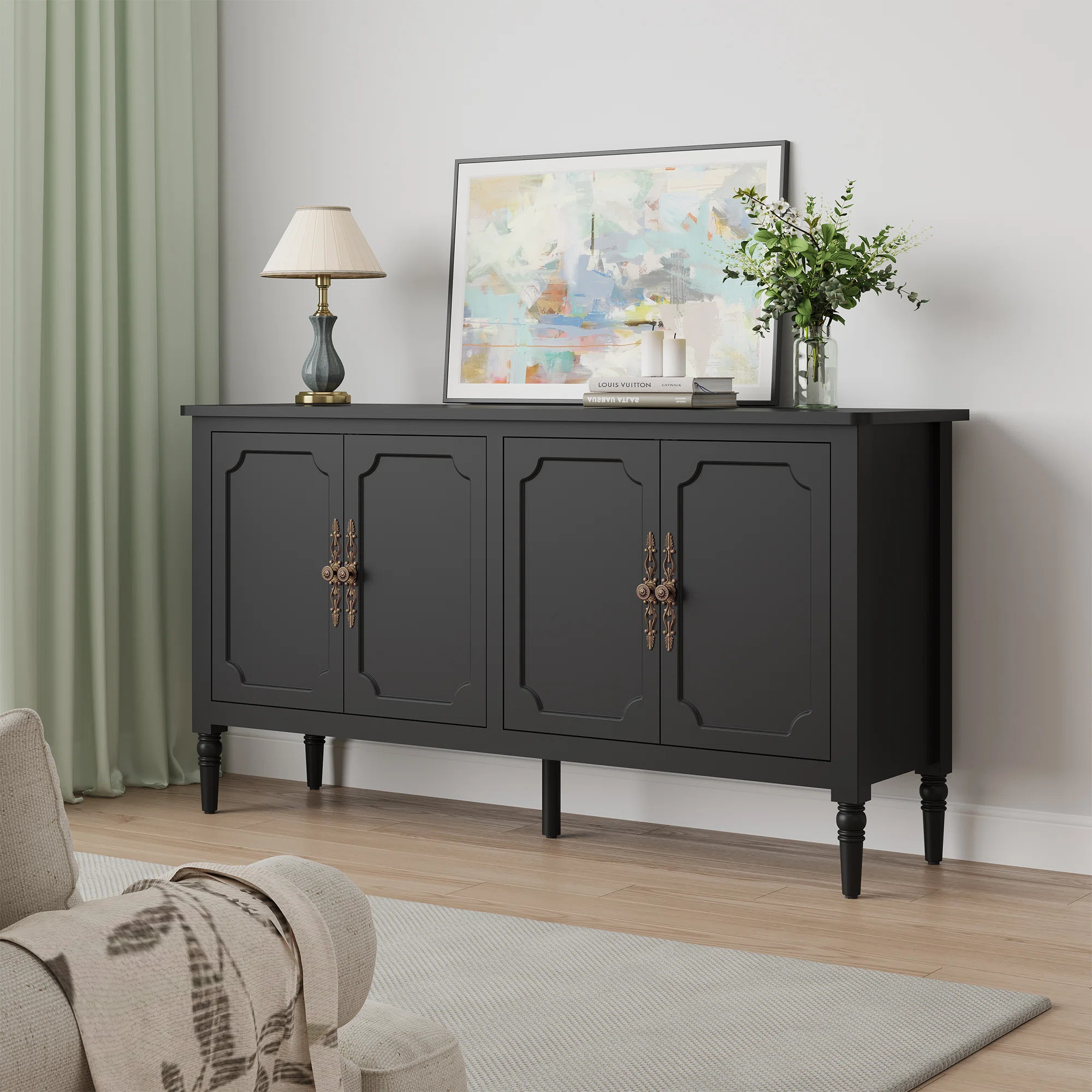 Collynns 59" W Sideboard Cabinet with Adjustable Shelves and 4 Door5 | Wayfair North America