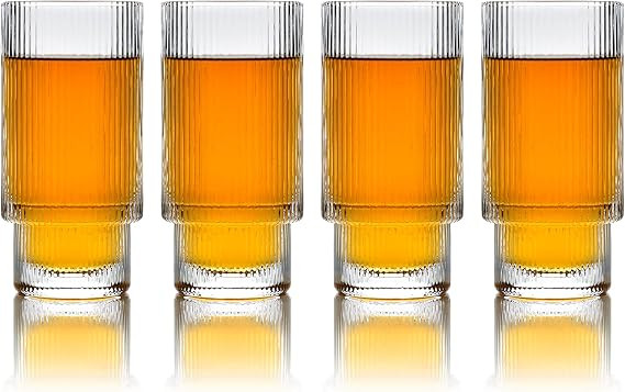 Greenline Goods Ripple Drinking Glasses - 12 oz Modern Kitchen Glassware Set . Unique Vintage Cup... | Amazon (US)