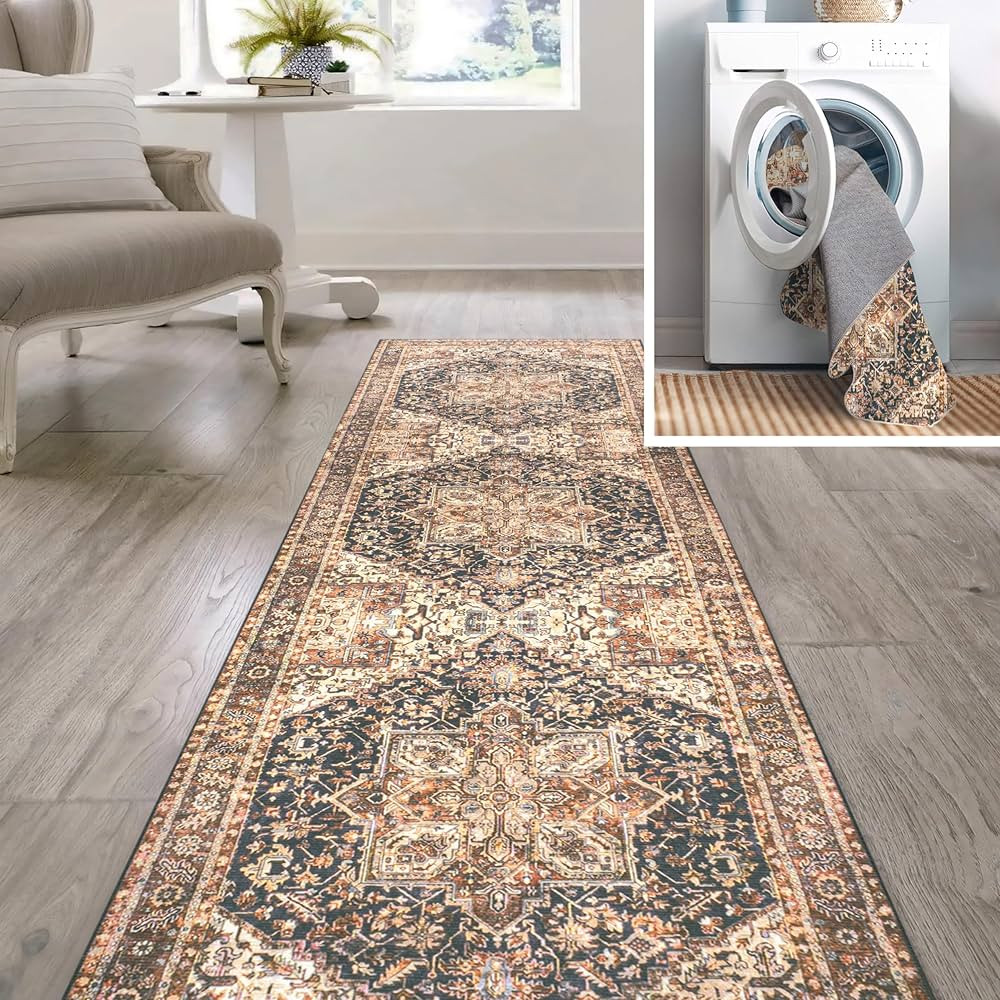 JONATHAN Y WSH203A-28 Chapell Chenille Traditional Medallion Machine-Washable Runner Rug, Bohemia... | Amazon (US)