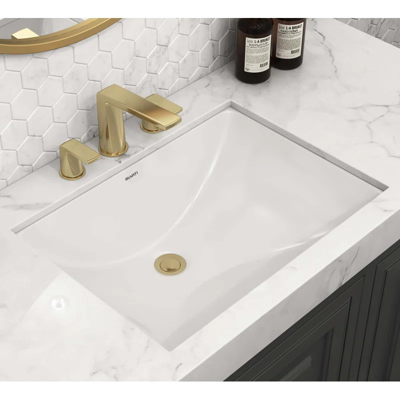 RVB0718 Ruvati 17 x 12 inch Undermount Bathroom Sink White Rectangular Porcelain Ceramic with Ove... | Wayfair North America