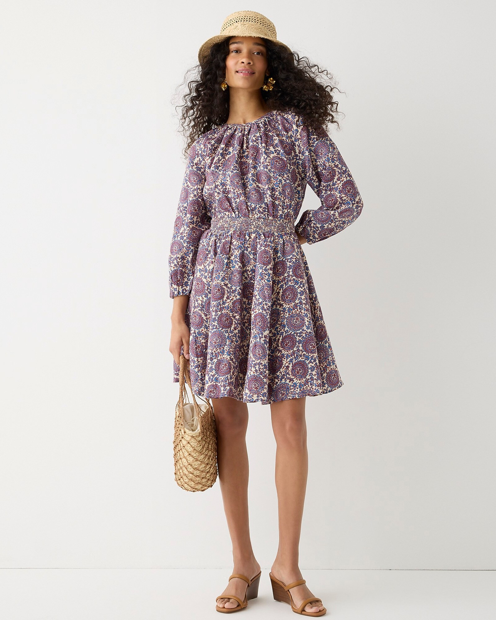Palermo smocked-waist mini dress in floral bouquet linen | J. Crew US
