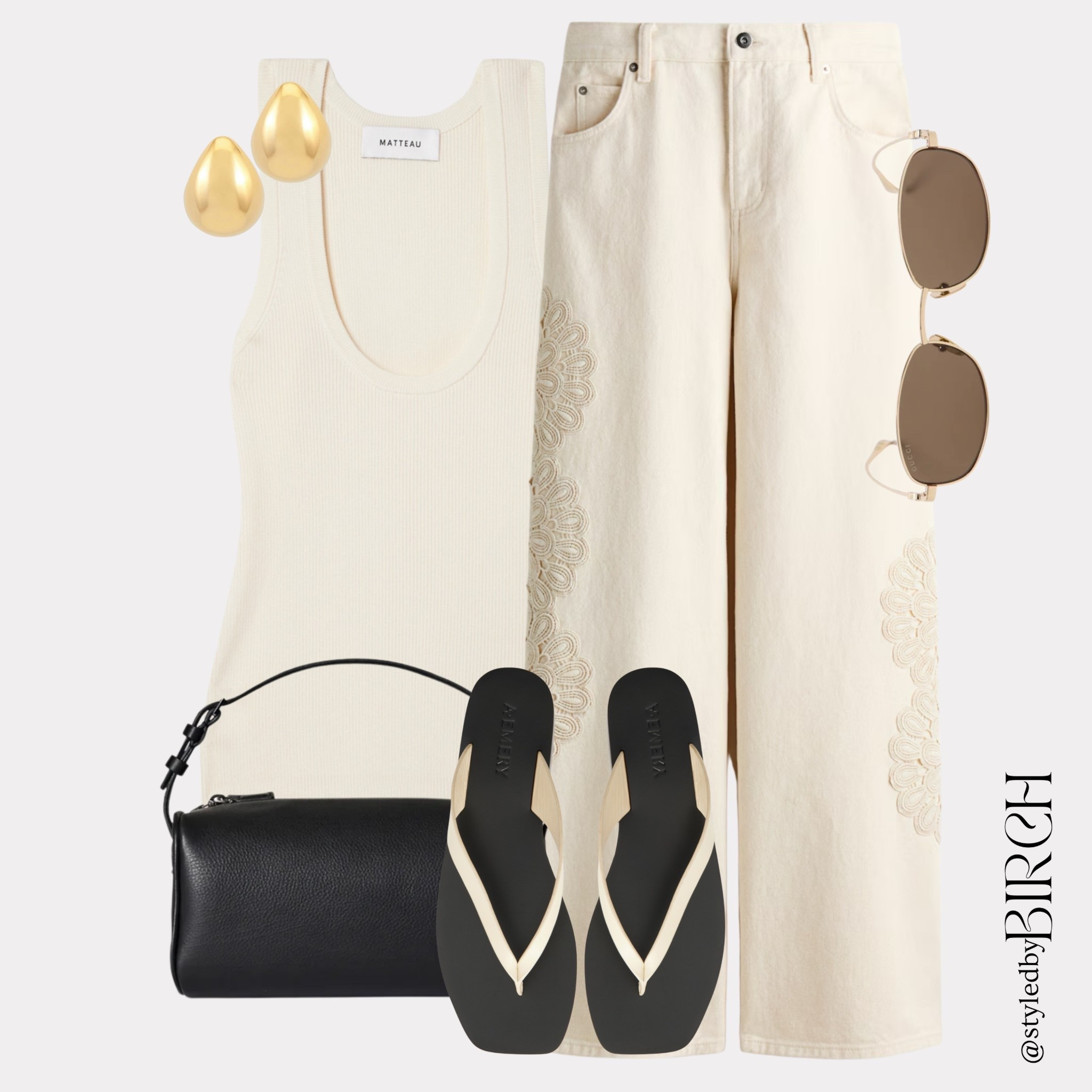 All cream everything and that lace detail on the jeans is doing something I cannot stop thinking about 🤍

#ootd #outfitinspo #neutralstyle #springstyle #chicstyle

Tags 🏷️
Cream ribbed tank, cream lace detail wide leg jeans, black leather shoulder bag, black and cream flip flops, gold teardrop earrings, gold frame tinted sunglasses

#LTKspring #LTKsummer #LTKfestival