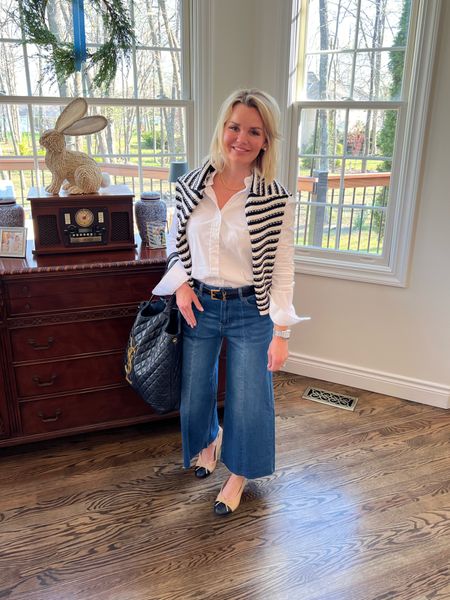 Last minute dinner reservations. My sweater is from last season but linking everything else. 

Amazon jeans that are the perfect length. I’m 5’1” wearing  a size small in color Classic Blue. 
Paired with a classic button down shirt in size small.
#springfashion #fashioninspo #petitefashion #springstyle #fashionover40 #fashioninspo #chicstyle #classicstyle #petitefashion

#LTKstyletip #LTKover40