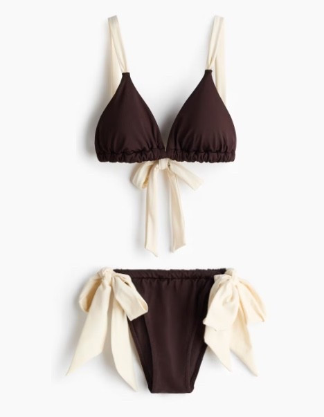 Cream and brown bow detail bikini swimsuit 
Beach vacation 

#LTKSeasonal