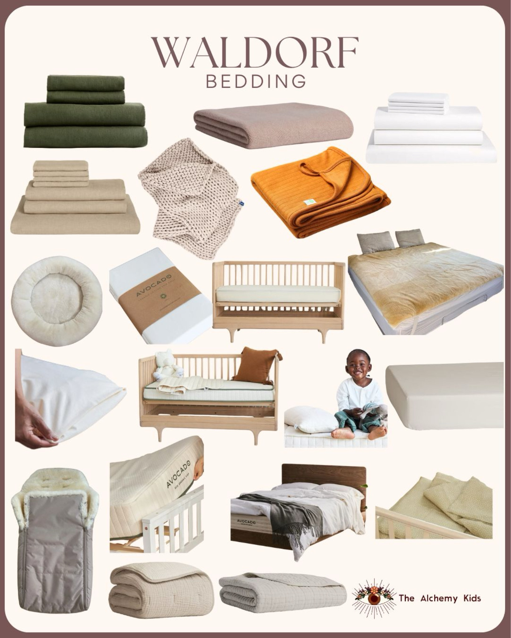 This Waldorf-inspired bedding collection embodies warmth, comfort, and natural simplicity! 🌿✨

🛏️ Bedding Essentials:

✔ Organic Cotton & Linen Sheets – Soft, breathable, and gentle on the skin.
✔ Wool & Knit Blankets – Perfect for cozying up, available in earthy tones.
✔ Natural Latex & Organic Mattresses – Eco-friendly and non-toxic for a restful sleep.
✔ Handcrafted Wooden Beds & Cribs – Timeless designs with a minimalist aesthetic.
✔ Plush Sleeping Nests & Pads – Ideal for babies and toddlers.

🌾 Why Choose Waldorf-Inspired Bedding?

✔ Encourages a calm and nurturing sleep environment.
✔ Made from natural, organic, and non-toxic materials.
✔ Promotes sustainability and minimalist living.

#WaldorfBedding #OrganicHome #SustainableLiving #MinimalistAesthetic #TheAlchemyKids
#WaldorfBedding #OrganicHome #SustainableLiving #MinimalistAesthetic #TheAlchemyKids #EcoFriendlyLiving #NonToxicHome #SlowLiving #ConsciousParenting #HandmadeHome #NaturalMaterials #CozyMinimalism #HolisticLiving #OrganicBedding #WaldorfInspired #EarthyTones #MindfulParenting #SustainableHome #NaturalSleep #HeirloomQuality #EcoConscious #WoolBedding #AvocadoMattress #TimelessDesign #EthicalHome

#LTKFamily #LTKBaby #LTKKids