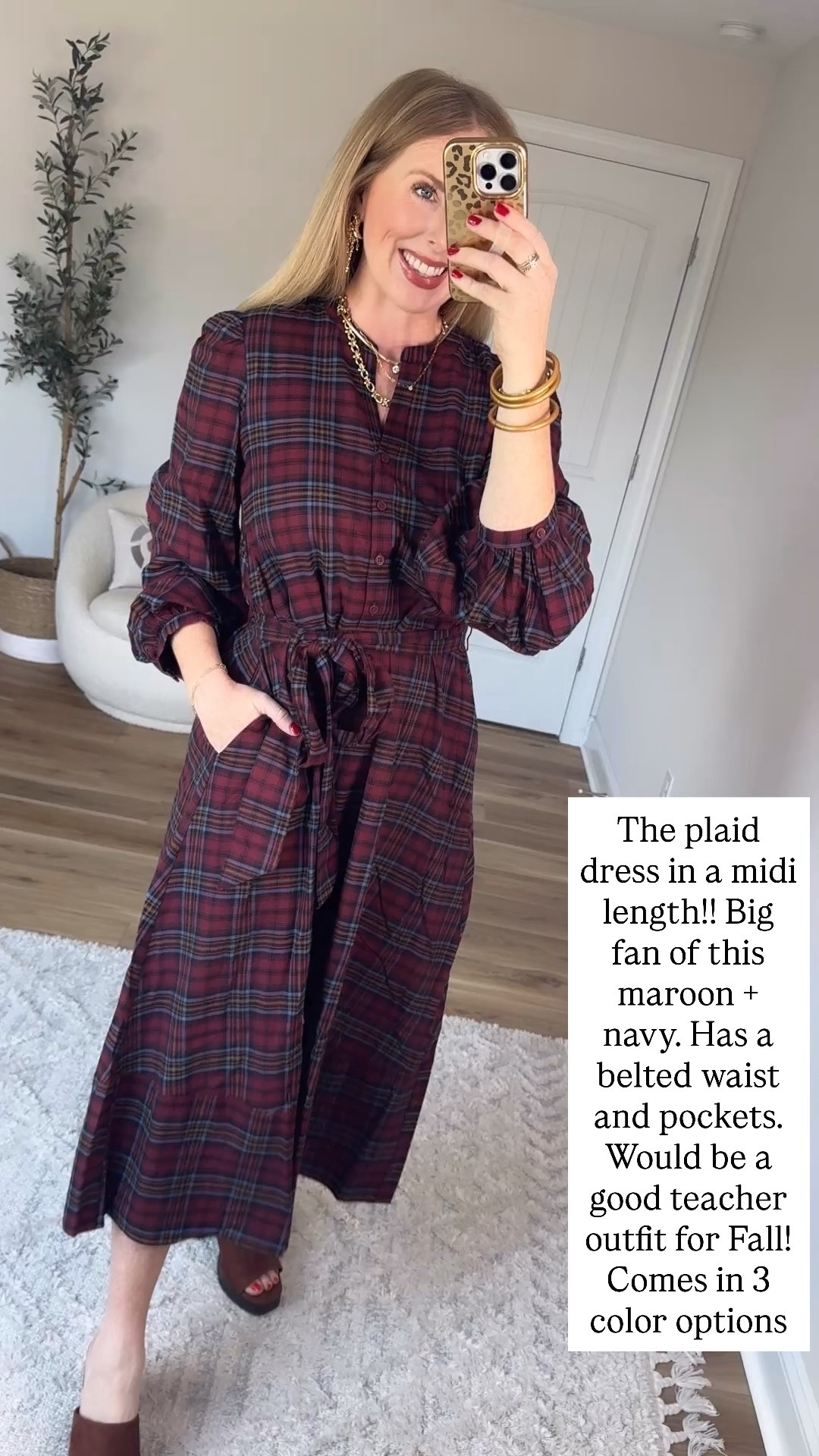 Plaid midi dress from Walmart!
