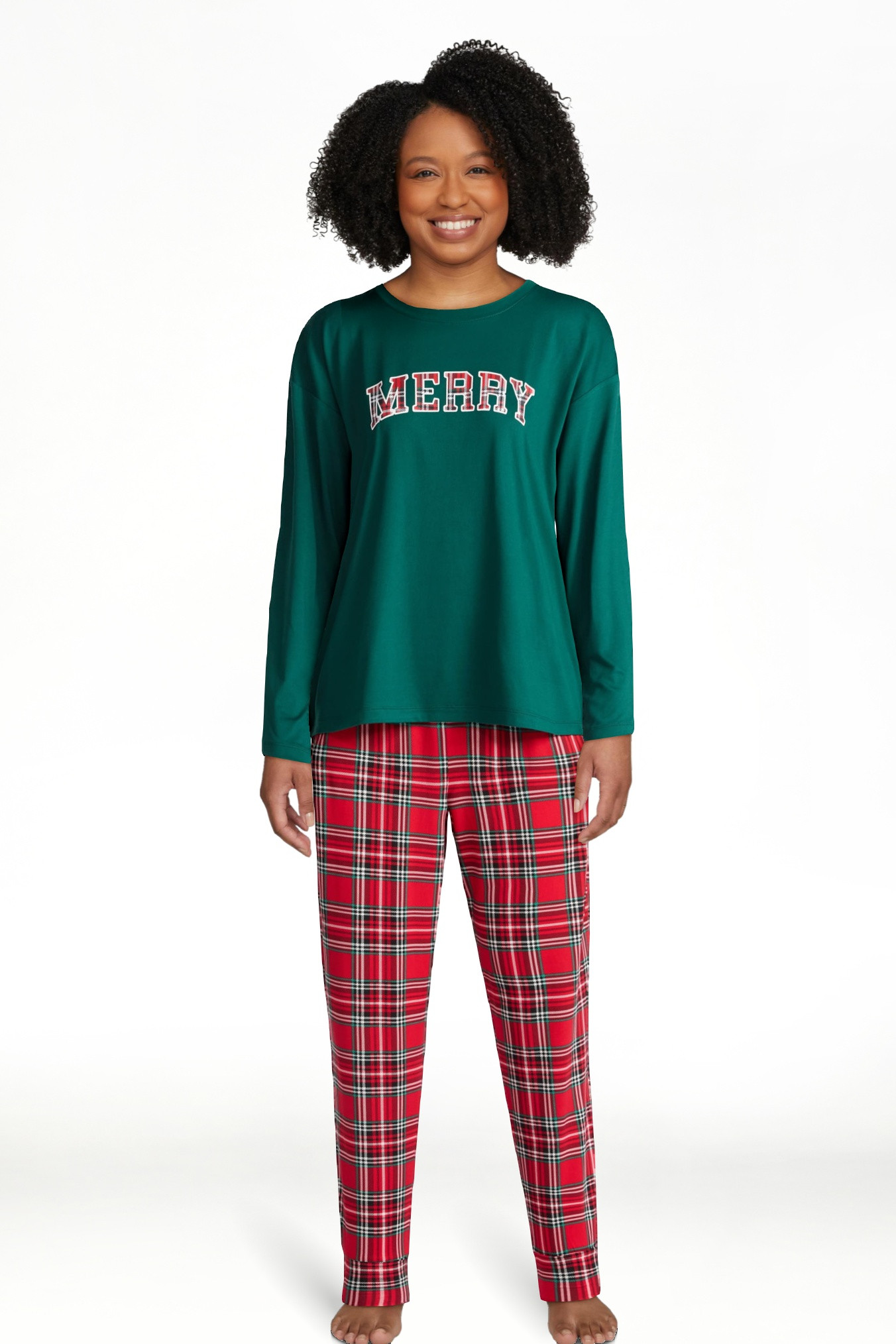 Joyspun Women's Dreamy Soft Collection Long Sleeve Sleep Top and Joggers Pajamas Set, 2-Piece, Si... | Walmart (US)