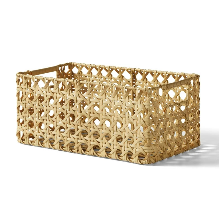 Better Homes & Gardens Natural Cane Weave Basket Set, 2-Piece | Walmart (US)