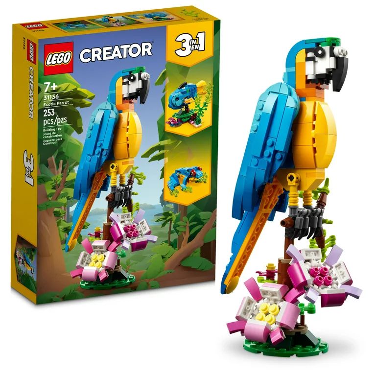 LEGO Creator 3 in 1 Exotic Parrot Building Toy Set, Transforms to 3 Different Animal Figures - fr... | Walmart (US)
