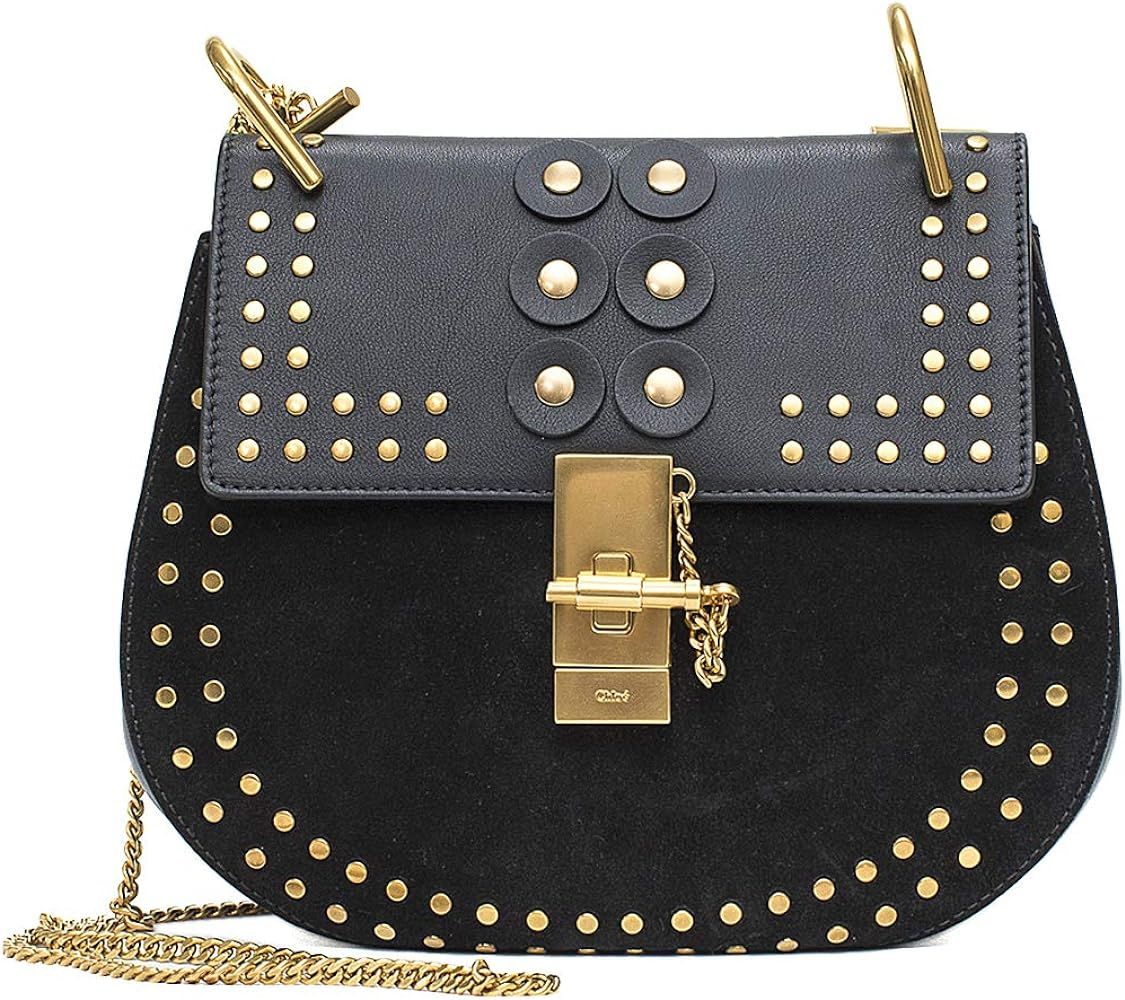 Chloe Black Shoulder Gold Studded Velvet Grommet Bag Drew Porte Epaule New | Amazon (US)