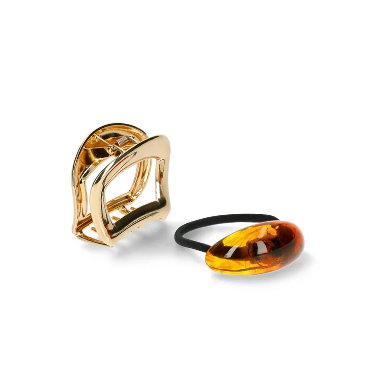 Time and Tru Geo Metal Claw Hair Tie, Brown | Walmart (US)